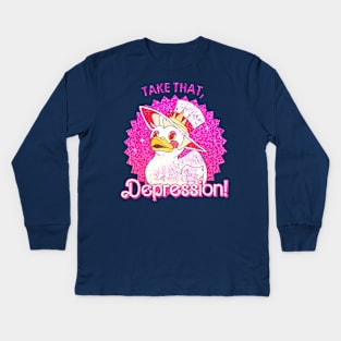 Take that Depression Lucifer Duck Glitter Style Kids Long Sleeve T-Shirt